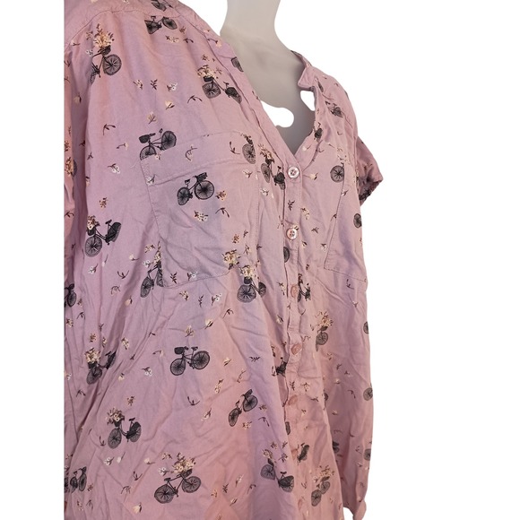 Torrid plus‎ 2X bicycle purple blouse button up casual relaxed short sleeve - Picture 8 of 10